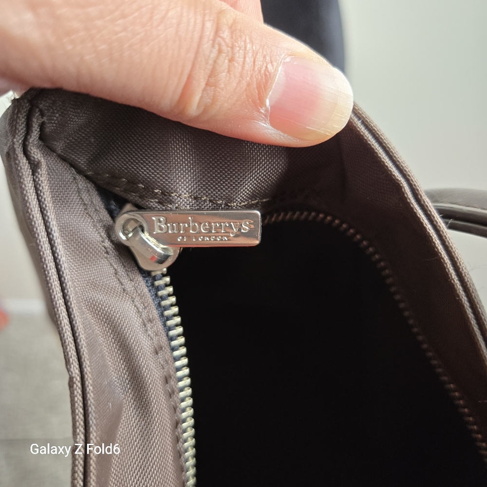 Burberrys Blue Label Nylon Plaid Trim Tote Bag Brown Japan Exclusive Discontinue - Picture 9 of 16